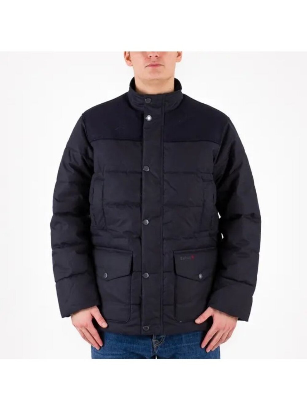 Barbour Trellon Waxed Quilted Jacket Navy Blue Size Small NWT